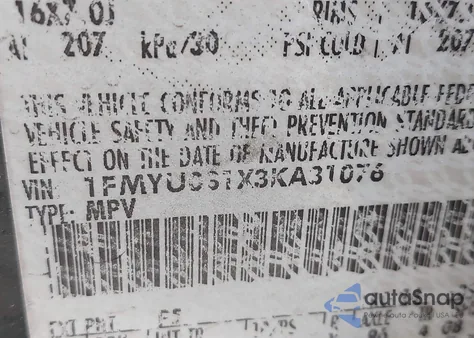 2003 Ford Escape Xlt из США, поврежденный, VIN 1FMYU031X3KA31076